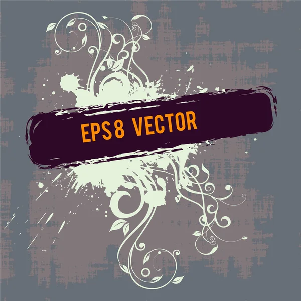 Banner grunge floral abstracto — Vector de stock