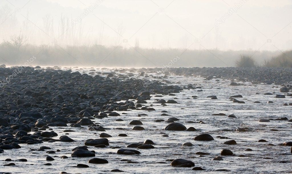 River flowing on rocks.