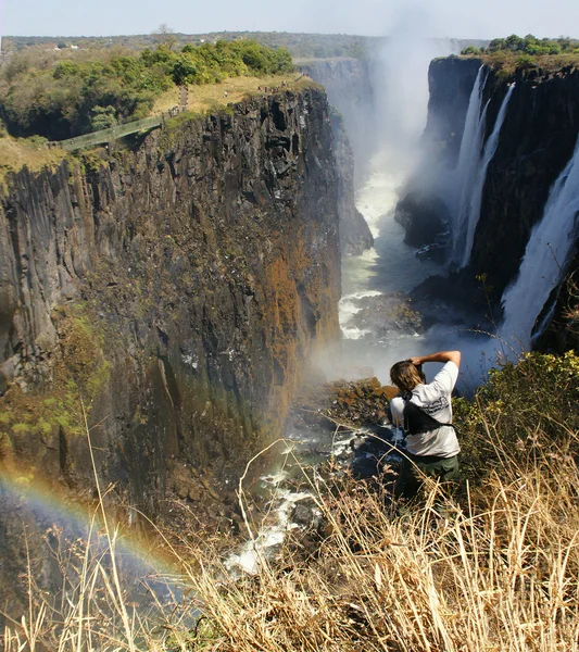 Fotograf na wodospady Wiktorii. — Zdjęcie stockowe