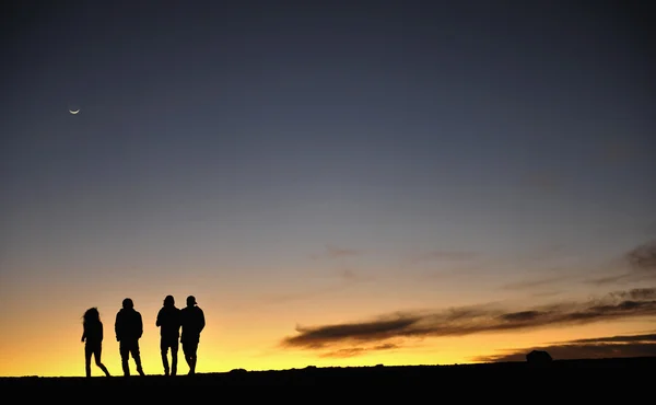 Silhouettes of against the night sky — Stock Photo, Image
