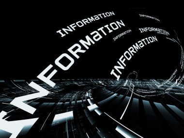 Interplay of words and forms in three dimensional space on the subject of Internet, information technologies, communications and news clipart