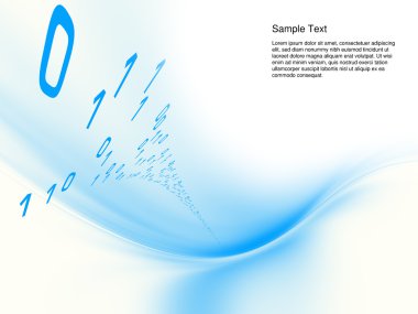 Interplay of digits and forms in three dimensional space on the subject of Internet, information technologies, computing and data transfer clipart