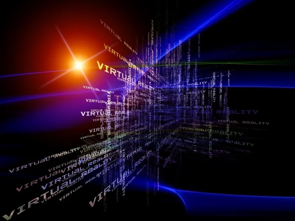 Interação Palavras Formas Espaço Tridimensional Sobre Tema Realidade Virtual Ciberespaço — Fotografia de Stock