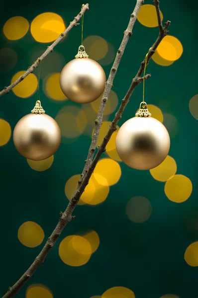 Christmas decoration in front of lights — Stock Photo, Image