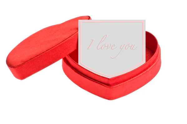 Boîte en forme de coeur rouge avec carte — Photo