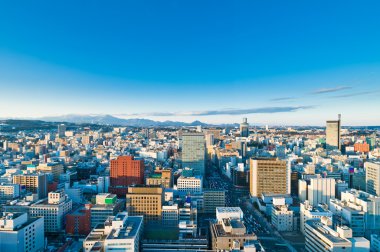 soğuk güneşli kış günü sendai, Japonya