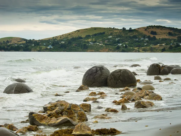 Валун Моераки Восточное побережье южной Новой Зеландии — стоковое фото