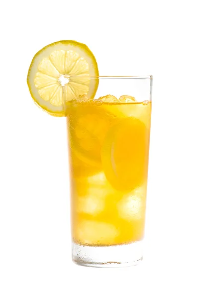 Chilled lemon ice tea over white — Stock Photo, Image