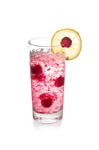 stock image Raspberry cocktail with lemon garnish