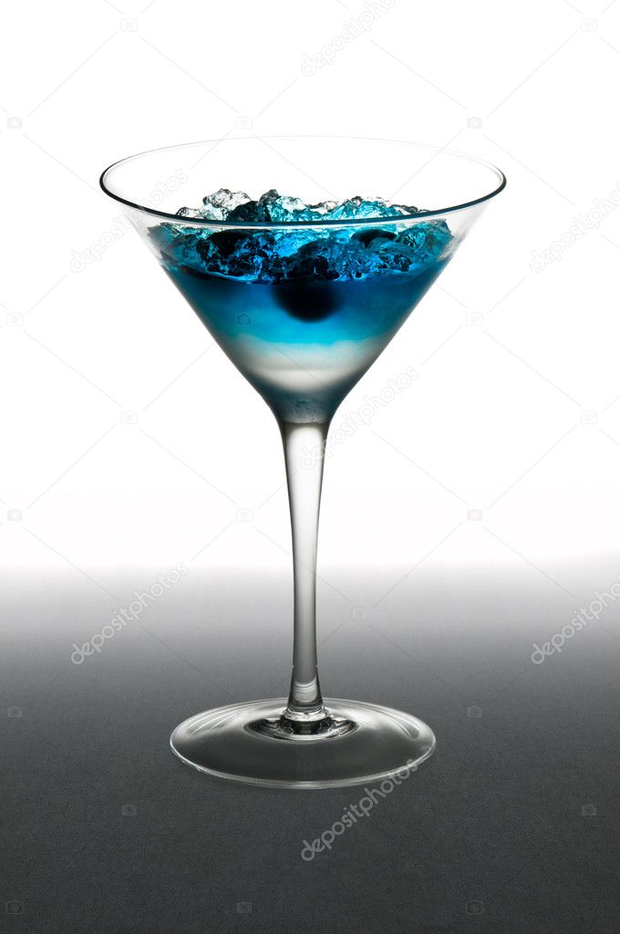 Blueberry cocktail in a martini glass