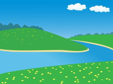 Landscape with river clipart