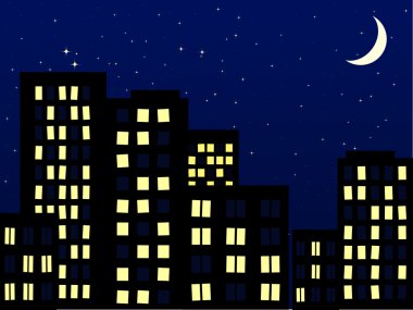 City skyline at evening clipart