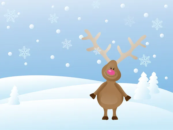 Christmas scene with deer — Stock Vector