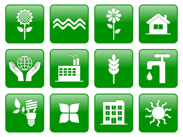Зелений екології іконки — стоковий вектор