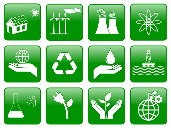 Zöld ökológia ikonok — Stock Vector