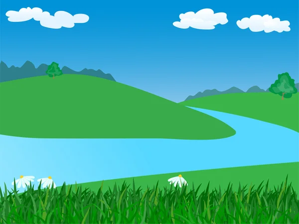 Paysage avec rivière — Image vectorielle