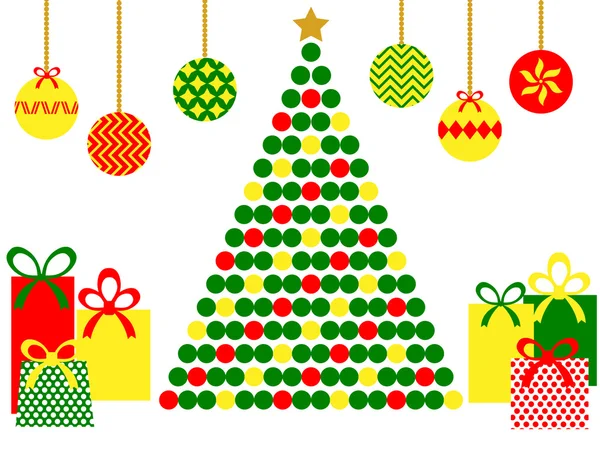 Abstraktní vánoční stromeček s dárky — Stock fotografie