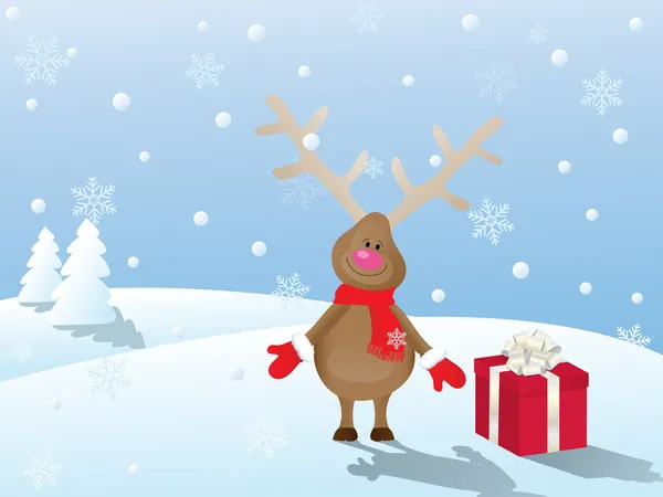 Christmas scene with deer — Stock Photo, Image