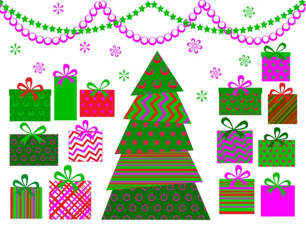 Árbol de Navidad abstracto con regalos — Foto de Stock