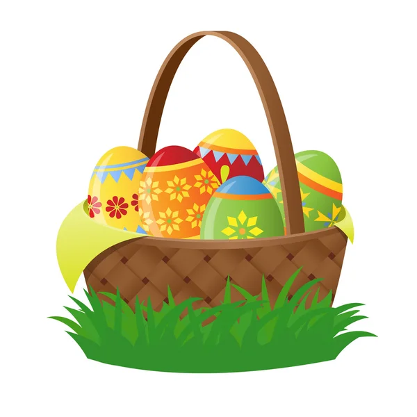 Easter basket with eggs — Stock Photo, Image
