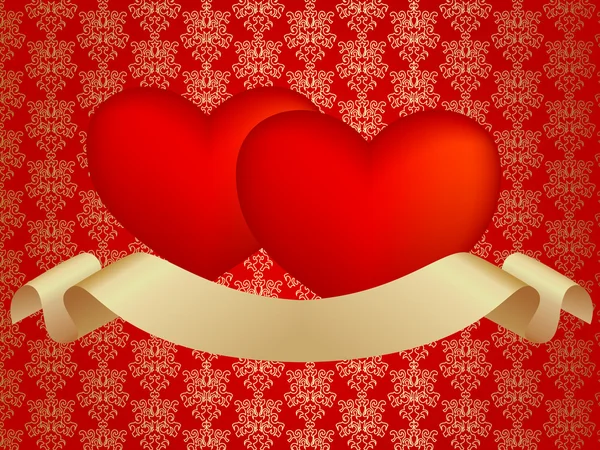 Two hearts with ribbon — Stock Photo, Image