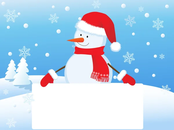 Snowman with banner — Stock Photo, Image