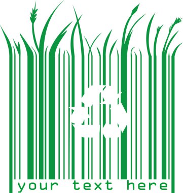 Green barcode with text and eco symbol clipart