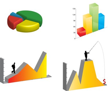 Several 3D graphs clipart