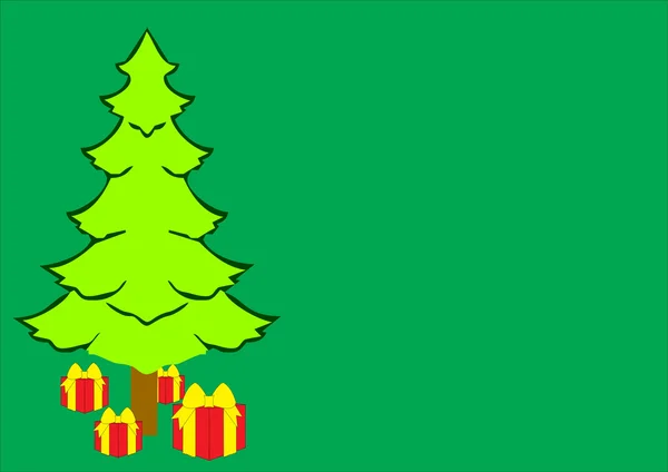 Grand arbre avec boîte cadeau — Image vectorielle