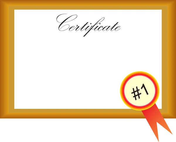 Certificate with number one — Stock Vector