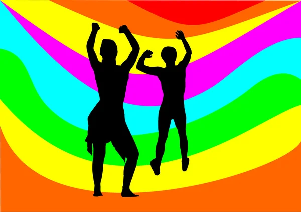 虹とカップルのダンス — ストックベクタ
