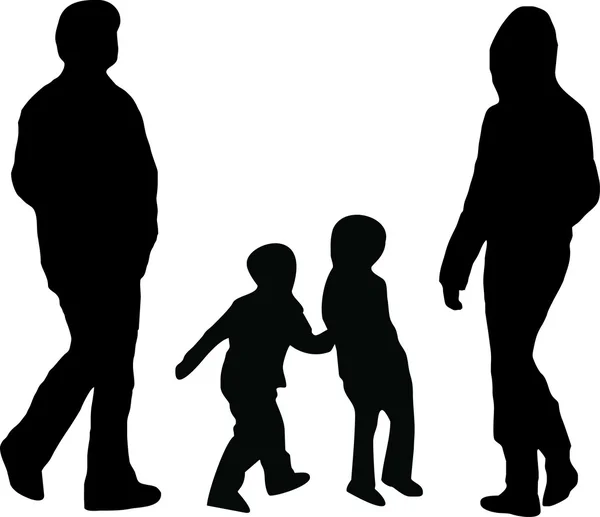 Πατέρας και μητέρα με δύο παιδιά — Διανυσματικό Αρχείο
