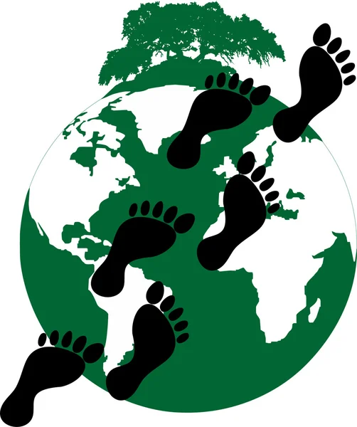 Ecological footprint of mankind on the planet — Stock Vector
