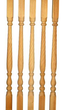 Five wooden balusters clipart