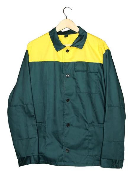 Робоча Куртка Зелена Жовтим Верхом — стокове фото