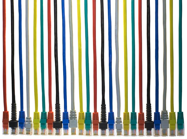 Разноцветные кабели с разъемом rj45 — стоковое фото