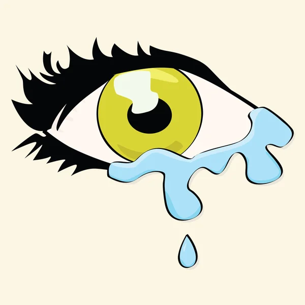 Caricatura ojo llorando — Vector de stock
