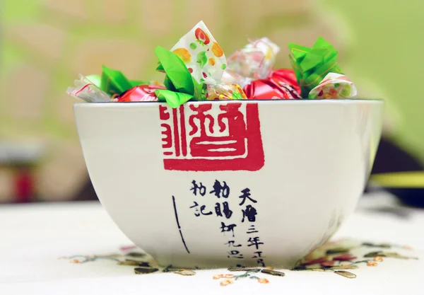 Stock image Full vase of sweets on a festive table