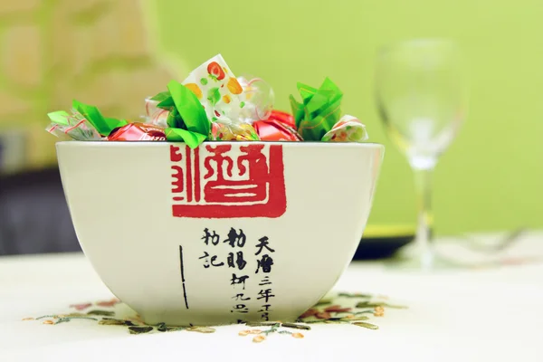 Stock image Full vase of sweets on a festive table