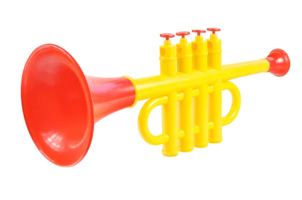 Kinderen trompet gemaakt van gekleurde kunststof — Stockfoto