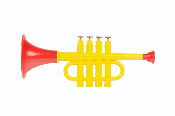 Children trumpet made of colored plastic — Stock Photo, Image
