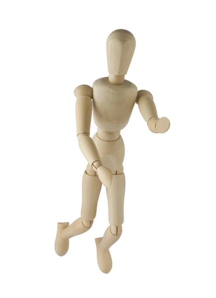 Wooden mannequin flies and stretches hands — Stock Photo, Image