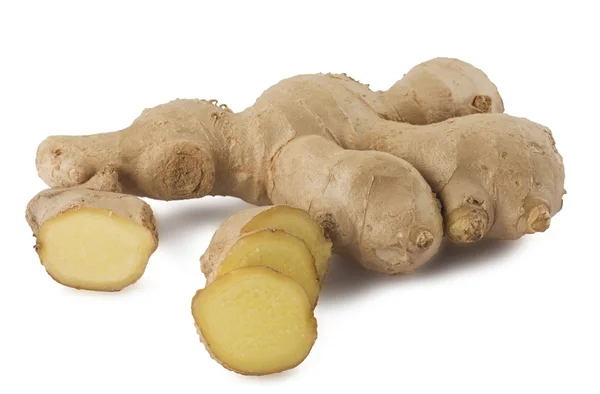 Whole and sliced ginger root — Stock Photo, Image