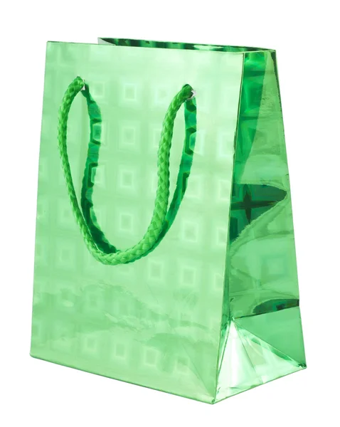 绿色 giftbag — 图库照片