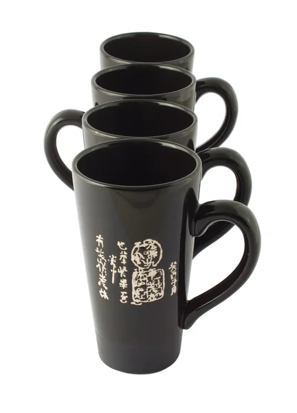 Schwarze chinesische Tassen für Tee — Stockfoto
