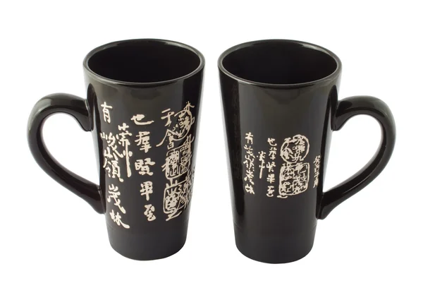 Zwarte chinese cups voor thee — Stockfoto