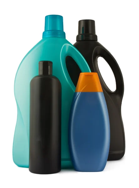 Plastic Bottles Labels Isolated White Background — Stock Photo, Image