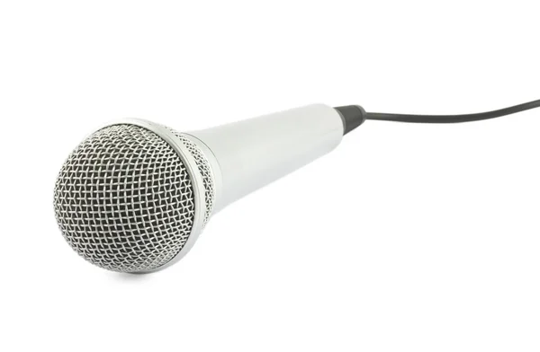 Beyaz Arka Plan Üzerinde Mikrofon Takılı — Stok fotoğraf