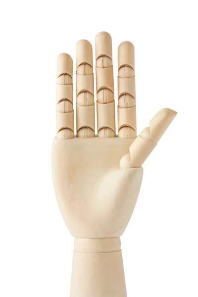 Trä dummy hand med fem fingrar upp — Stockfoto
