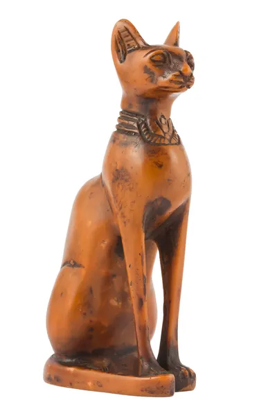 埃及猫雕像被隔绝在白色背景上 — 图库照片